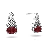 14K White Gold Oval Genuine Ruby Celtic Knot Earrings