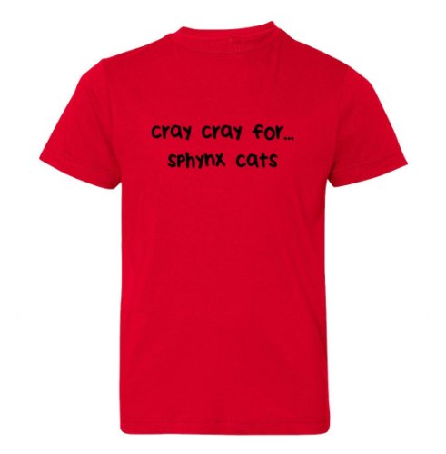 Mashed Clothing Cray Cray For sphynx cats Kids T-Shirt (Red,Kids Small)