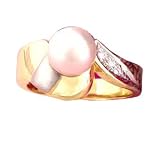 14K 6.5-7MM Cultured Pearl & Diamond Ring