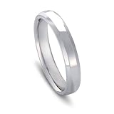 18k White Gold Flat Top Comfort Fit Men's Wedding Band with Beveled Edges, 4mm