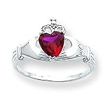 14k White Gold CZ (Cubic Zirconia) January BirthStone Claddagh Heart Ring