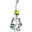 Peridot Green Cubic Zirconia Lucky 7 Belly Ring