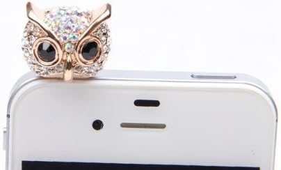 Highwinwin 3.5mm Rhinestones Night Owl Pattern Bling Crystal Cellphone Charms Anti-Dust Earphone Audio Headphone Jack Plug Stopper for iPhone 4 4S Samsung Galaxy S2 S3 Note I9220 Sony Nokia Motorola LG Lenovo