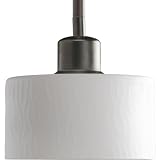 Progress Lighting P5031-20 One-Light Led Min-Pendant with Etched White Opal Glass and Dimmable Capability, Antique Bronze