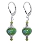 SCER055 Made with Swarovski Elements� Green 10mm Donut Shape Millefiori Glass Bead Crystal Sterling Silver Leverback Drop Earrings