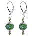 SCER055 Sterling Silver Green 10mm Donut Shape Millefiori Glass Bead Crystal Earrings Made with Swar