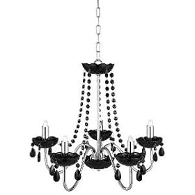 Searchlight Marie Therese 6385-5CC Chrome Black Glass 5-Light Chandelier