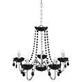 Searchlight Marie Therese 6385-5CC Chrome Black Glass 5-Light Chandelier
