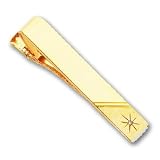 Gold-plated .01 Ct. Diamond Polished Florentined Tie Bar