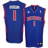 adidas Detroit Pistons #1 Allen Iverson Royal Blue Replica Basketball Jersey