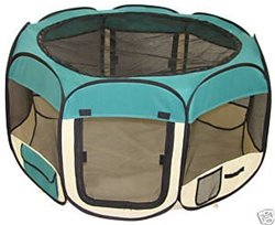 Pet Travel - Indoor or Outdoor Dog Cat Puppies Kitten Play Yard *Teal* *Small*