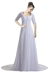 Chiffon Elbow Length Sleeves Summer Wedding Dress 