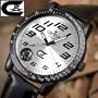 Mens Croton Leather Compass Tachymeter Watch CX328005SSSL