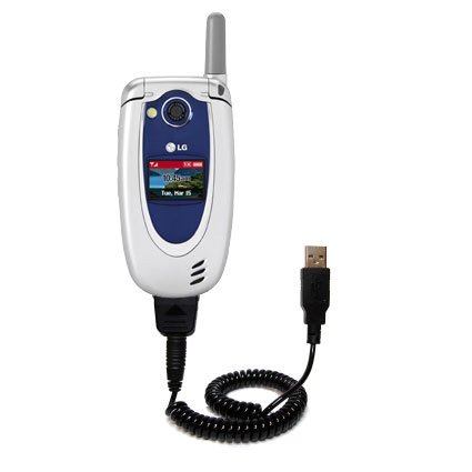 Coiled USB Cable for the LG VX5200 with Power Hot Sync and Charge capabilities - uses Gomadic TipExchange Technology