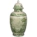 Green and White Porcelain 16 High Jar with Lid