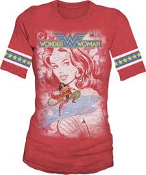  DC COMICS WONDER WOMAN JUNIORS RED HOCKEY TEE