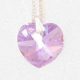 Review Gems'n'Sparkles  / Swarovski Crystal Pendant on Sterling Silver chain - Lavender (purple) Heart 18mm