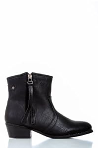 Mini Heel Zip Up Boots in Black