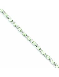 Genuine .925 Sterling Silver Green Am. & White Topaz Bracelet 11.2 Grams . 100% Satisfaction Guaranteed.