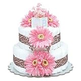 Small Hot Pink Daisy Diaper Cake