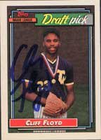 Cliff Floyd, Montreal Expos, 1992 Topps Draft Pick Autographed Card