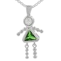Eme Silver Boy/Girl Birthstone Pendant Necklace - 18"