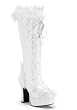 Women's 4 Inch Heel. Black Microfiber With Faux Fur