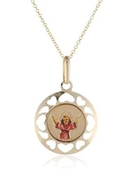 14k Yellow Gold Divine Child Baby Jesus Picture Medal Necklace, 18"