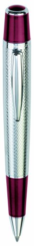 Marquis by Waterford Arista Ball Pen, Chrome Guilloche pattern on barrel and Cranberry Accents (WM/722/GCB)