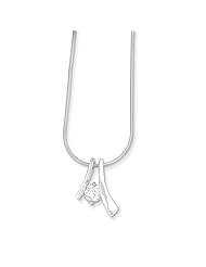 Sterling Silver 18in CZ Pendant & Chain Necklace. Metal Wt- 7.59g