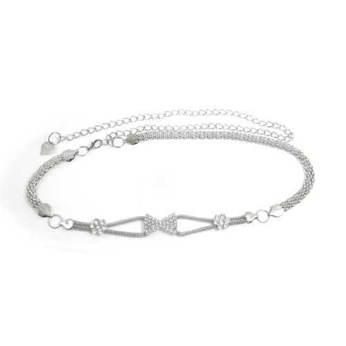 Lady Metal Lobster Clasp Buckle Bowtie Shape Adjustable Waist Chain