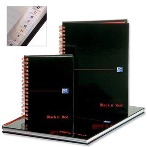 Black n Red Wirebound Hardback Spiral A5 Notebook A-Z Index J67001 K66521
