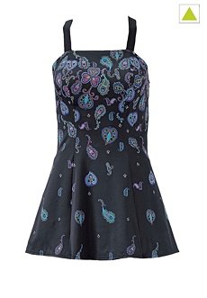 Woman Within Plus Size Slenderizing skirted swimsuit by Swim365 (BLACK MULTI PAISLEY,18 W)
