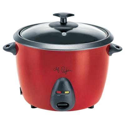 Chef Pepin CH48245 20-Cup Rice Cooker with Glass Lid and Keep-Warm Function, Metallic Red