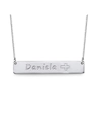 Sterling Silver Personalized Bar Name Necklace with Icon - Custom Made with Any Name! Free engraving!