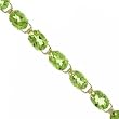 Genuine Peridot & Diamond Tennis Bracelet in Solid Yellow gold 7 inch