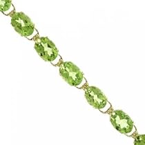 Yellow Gold Tennis Bracelet w/ Green Peridot 7 Inches