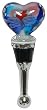 Individually Gift Boxed Bottle Stopper with Decorative Glass Heart Feather Top Set of Two