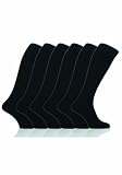 6 Pairs Mens Plain Knit Black 50% Wool Long Dress Socks UK 7-8 EUR 40-41