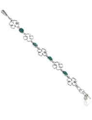 Lucky Brand Set Stone Clover Link Charm Bracelet, 7"