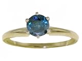 Genuine 0.50 Carat (ct, cttw, ctw) Round Cut Blue Diamond 14k Gold Solitaire Engagement Ring