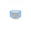 Ring - R60 - Silicone Ring with Square Shape Crystal Charm - Size 7 (18mm) ~ Blue