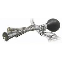 Sunlite Bicycle Squeeze Horn, Triple Horn, Chrome Plated