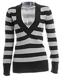 One Step Up Deep V Neck Striped Sweater