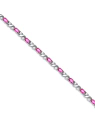 14k White Gold Natural Pink-Topaz And Diamond Tennis Bracelet