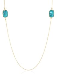Argento Vivo Gold-Tone Oval Turquoise Station Necklace, 34.25"