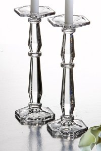 PAIR OF LARGE CRYSTAL CANDLESTICKS