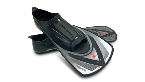Aqua Sphere Microfin Fitness Swim Fins (Silver/Black, Size 8-9, 42-43)