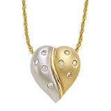 14K Two Tone Diamond (.12 ctw) Heart