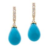 Turquoise CZ Diamond Dangling Gold Earrings